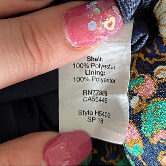 J.Crew Factory flutter sleeve navy blue floral zippered A-Lined dress size 12 - Picture 9 of 9